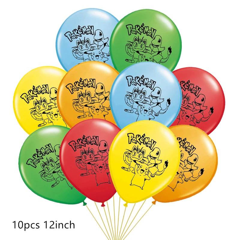 10pcs mix Новые 12 дюймовые латексные шары Пикачу Poke Mon pokemon go, воздушные шары с днем рождения, вечерние, праздничные украшения, детские игрушки, подарки - Цвет: 10pcs mix