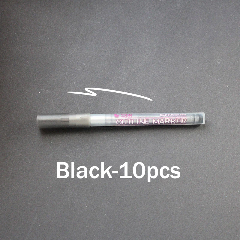 Black-10pcs STA 1151 6 цветов художественные маркеры красочные граффити ручной работы эскиз на спиртовой основе чернил контур маркеры Хайлайтер для манги - Цвет: Black-10pcs