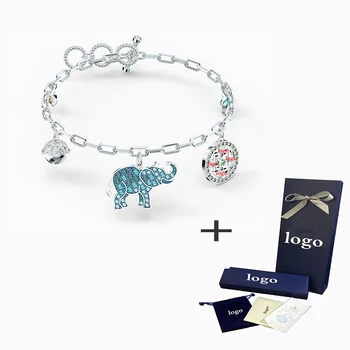 

2020 New Fashion Symbolic Elephant Bracelet, Light Multi-colored, Rhodium Plated Bracelet To Give Girlfriend A Romantic Gift