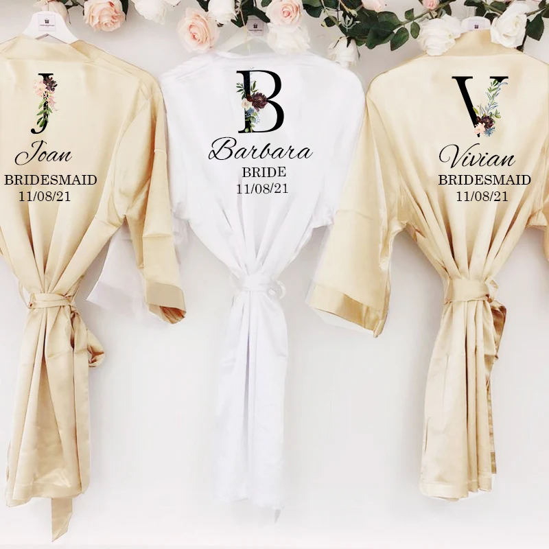 Bride' Satin Robe with Name - Personalized Brides