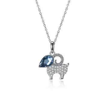 

Crystals Sheep Lamb Pendant LEKANI Crystals From Swarovski Necklace 925 Sterling Silver Diamond Pendant Necklace Elegant Gifts