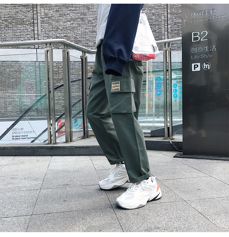 Liketkit Men's Vintage Cargo Pants Male Hip Hop Khaki Pockets Joggers Pants Male Korean Fashion Sweatpants Winter Overalls