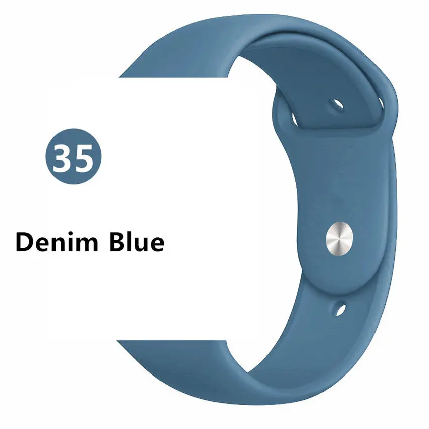 Denim Blue 35 Силиконовый ремешок для apple watch 5 4 band correa apple watch 44 мм 40 мм 42 мм 38 мм iwatch 5 4 3 2 1 Спортивный Браслет - Цвет ремешка: Denim Blue 35