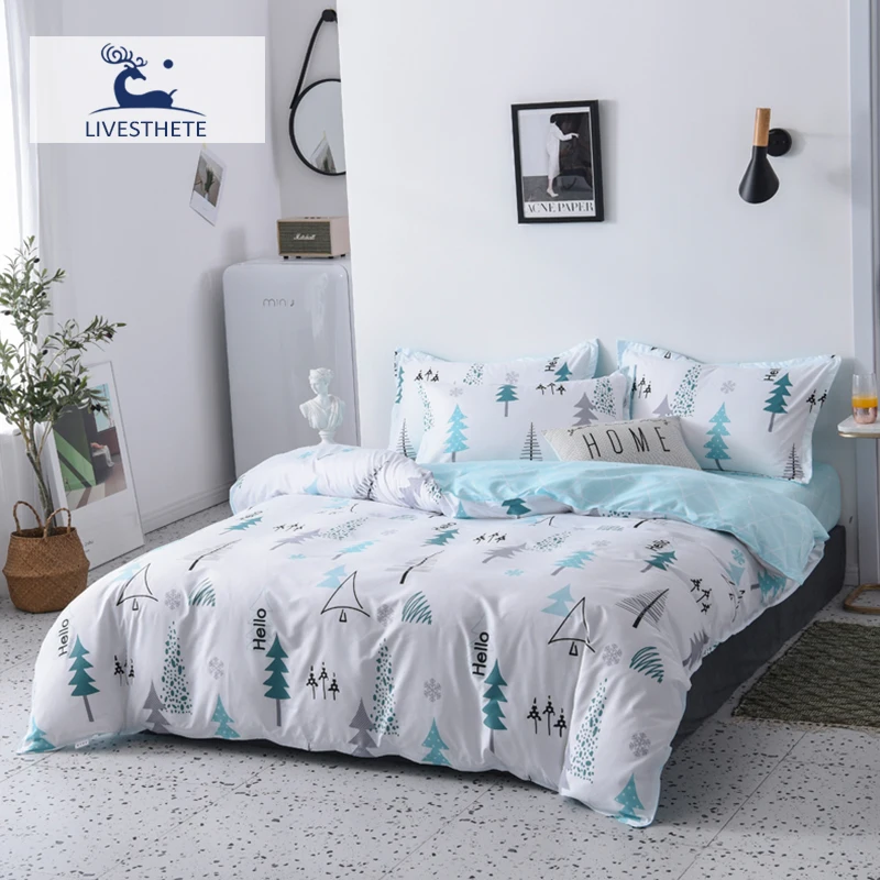 Liv-Esthete Tree Bedding Set Nordic Duvet Cover Double Queen King Bedspread Flat Sheet Home Textiles Decor Adult Bed Linen | Дом и сад