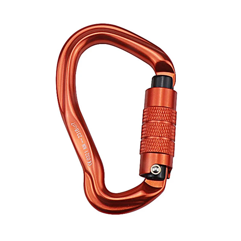 

Auto Locking Carabiner Clips 23Kn Ear-Shape Safe Buckle Outdoor Protection Equipment for Climbing Mountaineering Orange