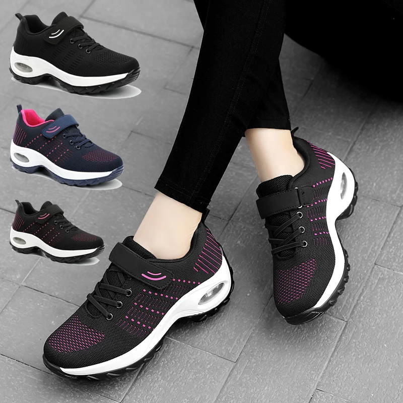 Women Shoes Sport Fashion Platform Sneakers Height Increase Ladies Wedge Lace Up Running Woman Thick Soled Footwear | Спорт и