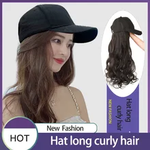 MUMUPI парик женский длинные волосы с шляпой парик один женский натуральный полный голова Стиль Мода Чистая красный тренд длинные волнистые волосы для наращивания