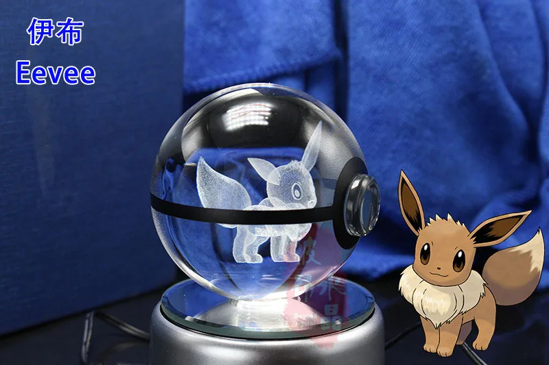 B 3D лазерный Pokemon Go хрустальный шар фигурки с Пикачу детские развивающие подарки украшение дома мяч эльфа - Color: B