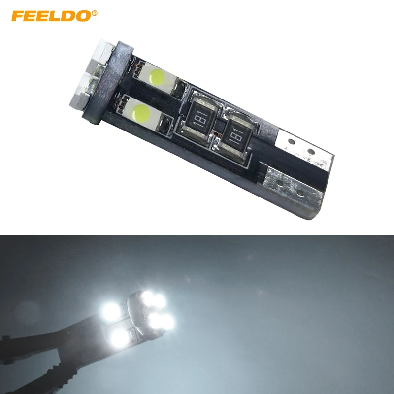 FEELDO 100 шт. автомобильный 12 В~ 14,5 в 6000~ 6500 к белый 8SMD 3528 T10 клиновидный объектив светодиодный светильник лампа с CANbus светильник без ошибок# HQ4244
