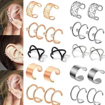 

12Pcs/Set Leaf Clip Earrings For Women Simple Ear Cuffs No Piercing Fake Cartilage Earrings Fashion Jewelry