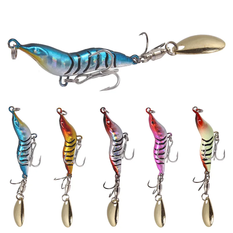1 pc Lure Bait Attack Shrimp Rotating Sequin Metal Vib Long Shot Luminous Freshwater Fishing Tipped Bass Perch Tackle | Спорт и