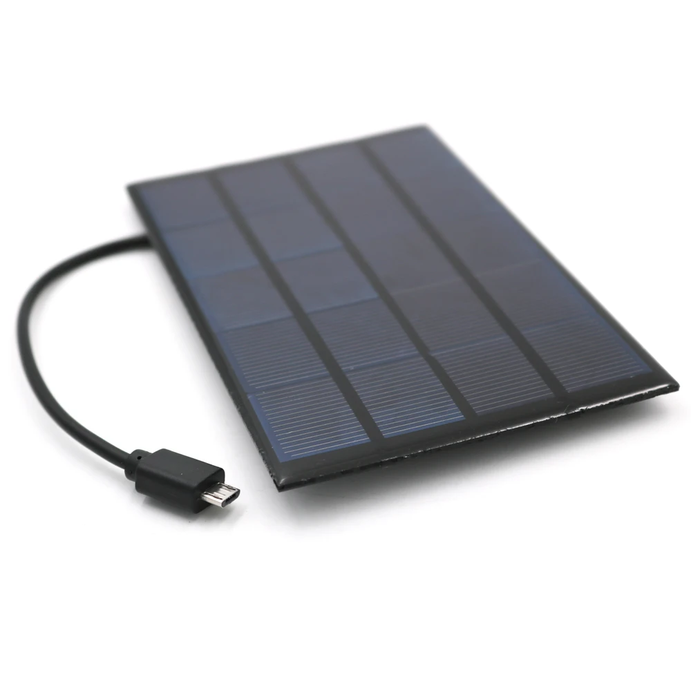 2W 5V Solar Panel Battery Charger DIY Solar Module with USB Port Portable Outdoor Solar Charging Board for Mobile Phones Black