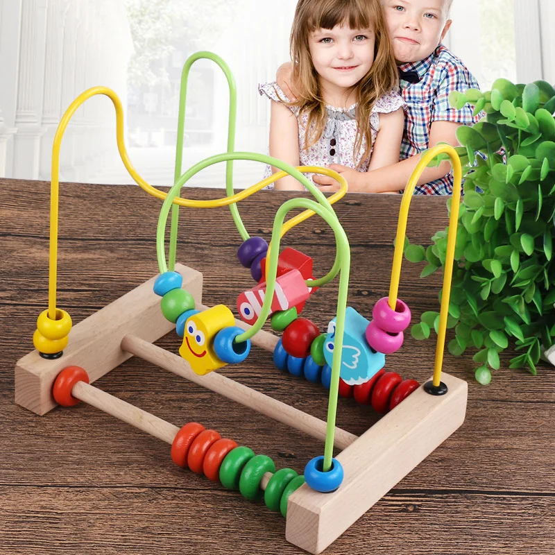 

Infants Children Baby Wood Oceans Bead-stringing Toy Building Blocks Bead Toy Multi-functional Early Education Beaded Bracelet