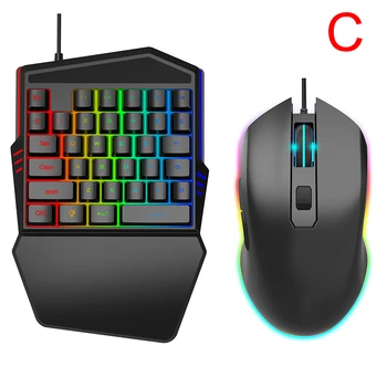 

Ergonomic Keyboard Mouse Combo One-handed 35 Keys Wired Keyboard Mouse Set for PC Gaming QJY99