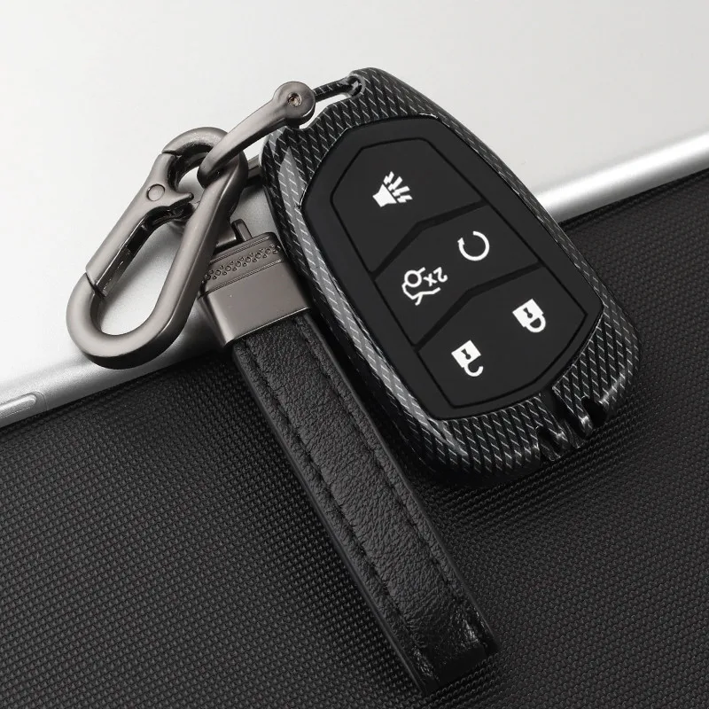 B-black keychain Цинковый сплав+ силикагель текстура чехол для ключей автомобиля для Cadillac CTS ATS 28T CTS-V Coupe SRX Escalade SRX ATSL XTS авто аксессуары - Название цвета: B-black keychain
