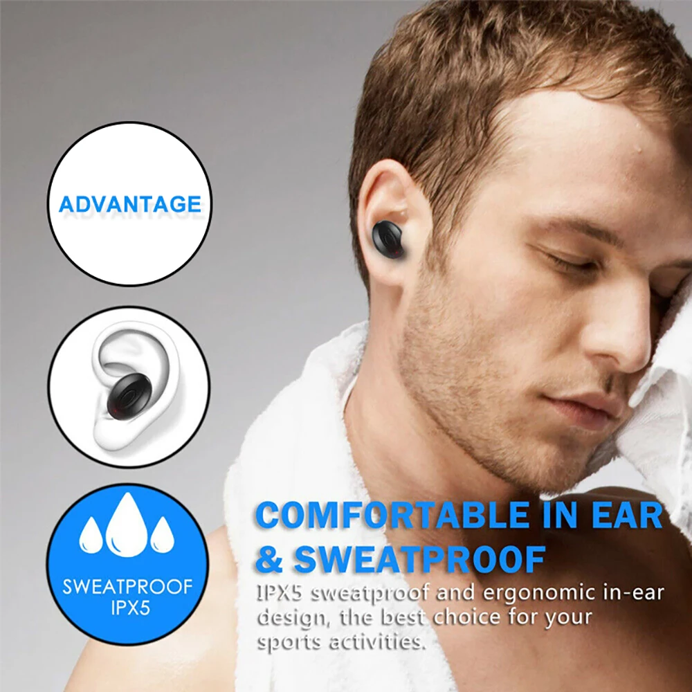 Vtin XU654 Wireless Earphones Bluetooth 5.0 Sport Earphone Waterproof Mini Stereo Earbuds With Charging Case For Redmi iPhone X (6)