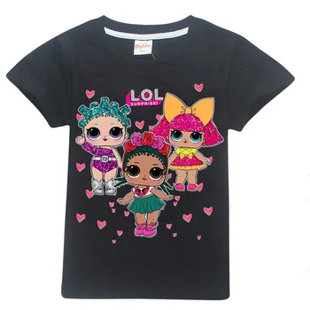 

Girls New Summer Lol 100% Cotton T-Shirt Cartoon Tees Short Sleeve Tops Kids Toddler Birthday Party Lol Cute Doll Clothes