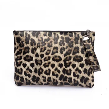 

Women Clutch Bag Fashion Leopard Large Zipper Handbags Female Vintage Women's Messenger Bags Can Put ipad bolsa feminina LSH710