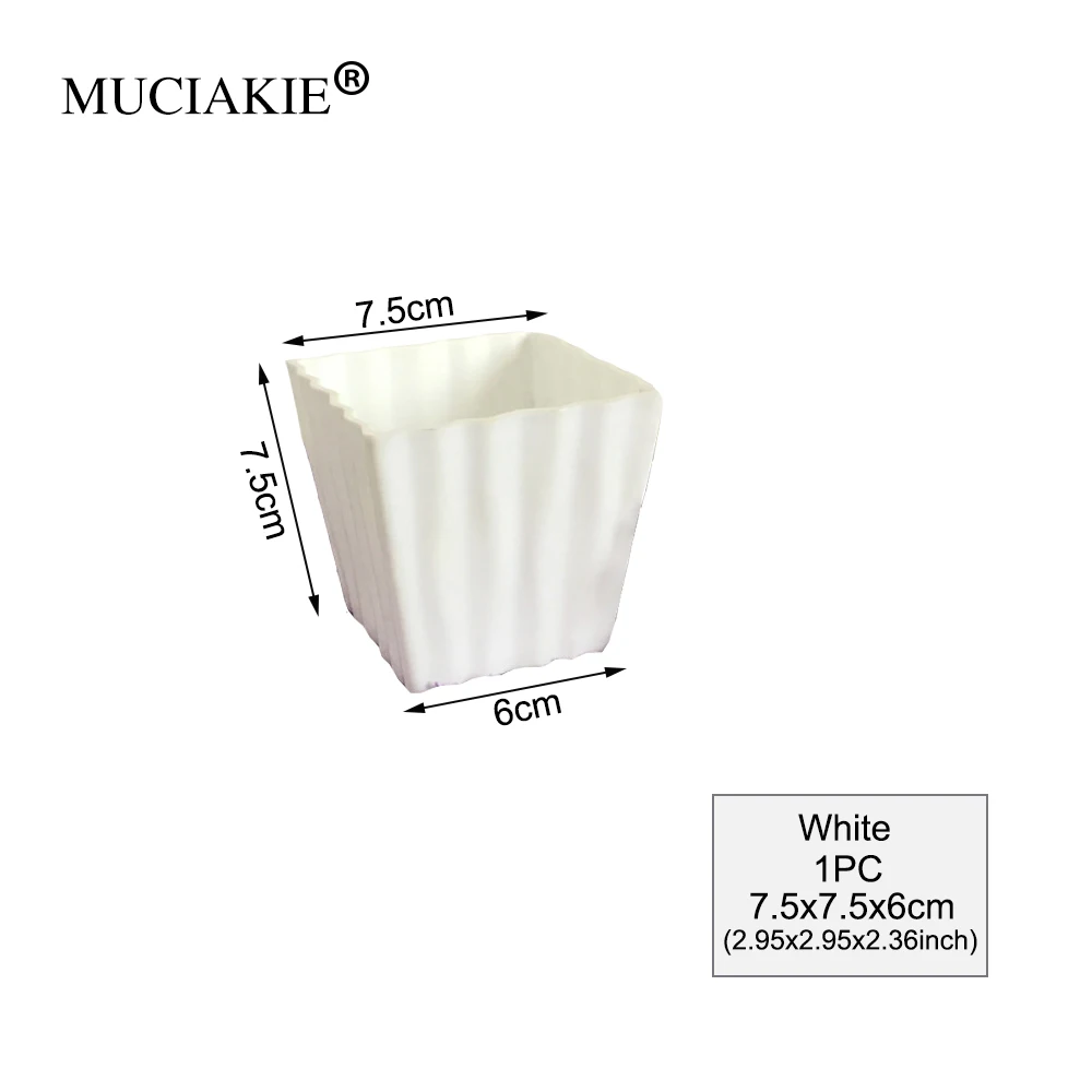 MUCIAKIE 1 шт. 7X7,5X6 см красочный пластиковый мясистый цветочный горшок круглый комнатный Балконный полимерный пластиковый мини-горшок для цветов - Цвет: 1PC White