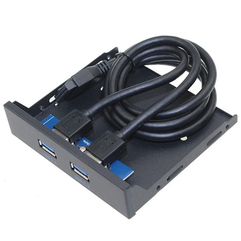 Черный Высокоскоростной 20Pin 2 порта USB3.0 концентратор USB 3,0 Передняя панель кабель адаптер пластиковый кронштейн для ПК настольный 3,5 дюймов ячейка для дискет 40JUL26 - Цвет: Черный