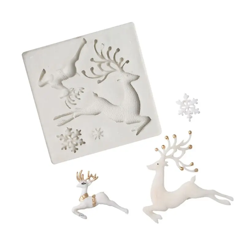 

Christmas Elk Decorations Cake Mold Snowflake Silicone Fondant Mold DIY Cake Chocolate Decorating Baking Tool