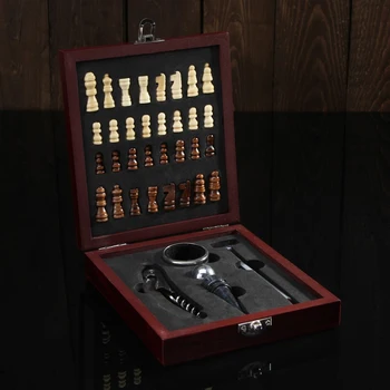 

Wine set, 4 pieces: thermometer, ring, bottle opener, cork, chess set