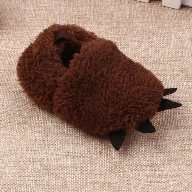 Koovan Children Home Shoes Winter Warm Stuffed Claws Out Shoes Baby Toddler Firstwalkers For Baby Boys Girls Lovely Slipper brown