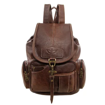 

Women Fashion With Zipper Hook Closure Soft Backpack School Large Capacity PU Leather Students Travel Top Handle Multi Pocket