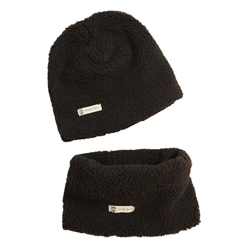 Autumn and Winter New Knit Collar Cap Suit Cotton Neckerchief Children Ring Scarf Hat 2 piece Baby Hats Set