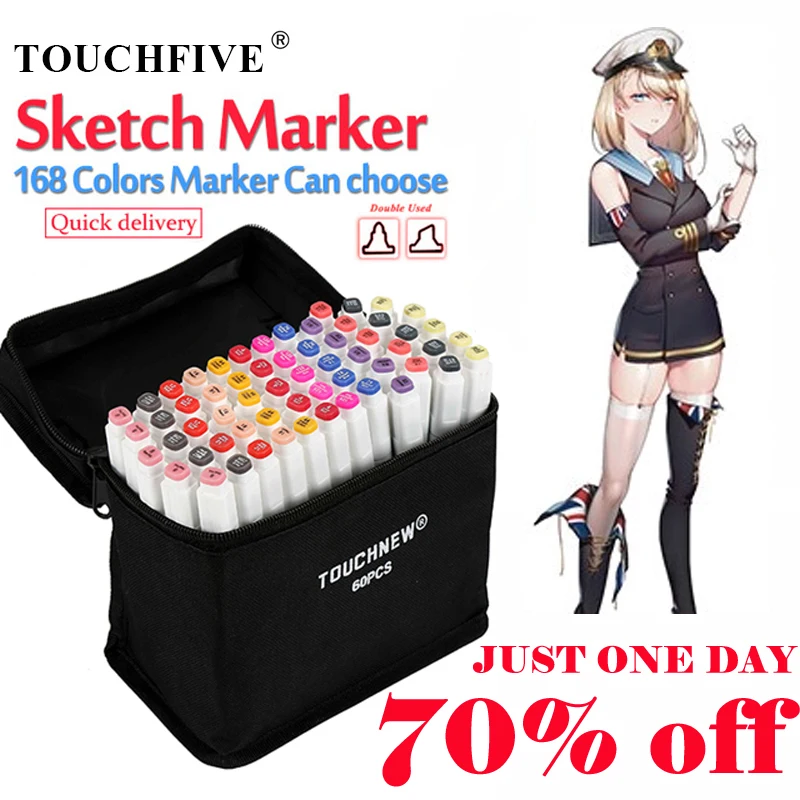 

TouchFIVE Optional Color Matching Art Markers Brush Pen Sketch Alcohol Based Markers Dual Head Manga Drawing Pens Art Supplies
