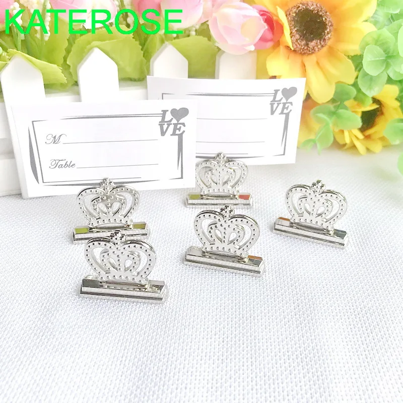 12PCS Wedding Table Decor Silver Crown Place Card Holders/Photo Holder Birthday Party Decoration Favors