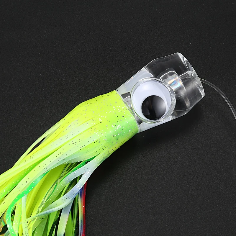 Hot-6Pcs 9 Inch 23cm Marlin Tuna Trolling Lures with Mesh Bag Resin Head Trolling Skirts Lure Big Game Trolling Fishing Bait Pes