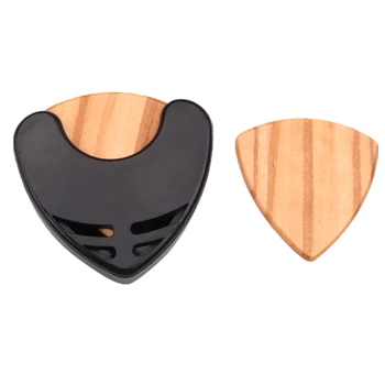 

2 Pieces Olive Wood Acoustic Guitar Pick Plectrum W/ Pick Box For Guitar