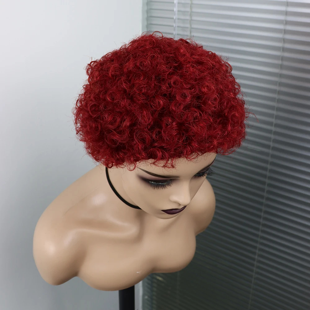 Short Curly Hair Wigs Pixie Cut Brazilian Human Hair For Black Women Natural Black 150% Density Glueless Afro Kinky Curly Wig