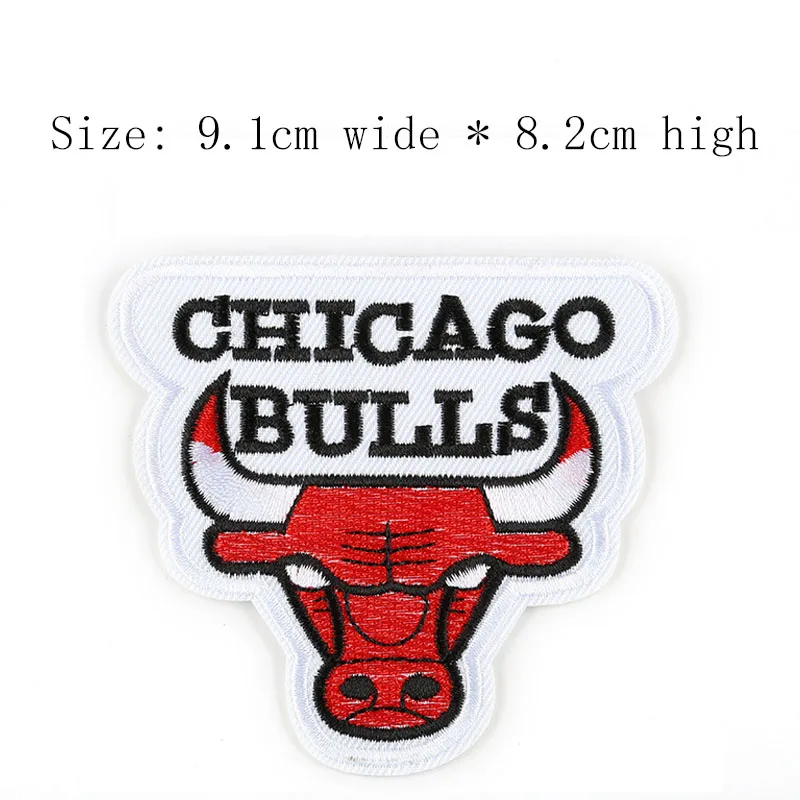 

Free shipping White fabric CHICAGO BULLS 9.1cm wide ball embroidery patch iron on sew on DIY Jeans clothing/European ornament