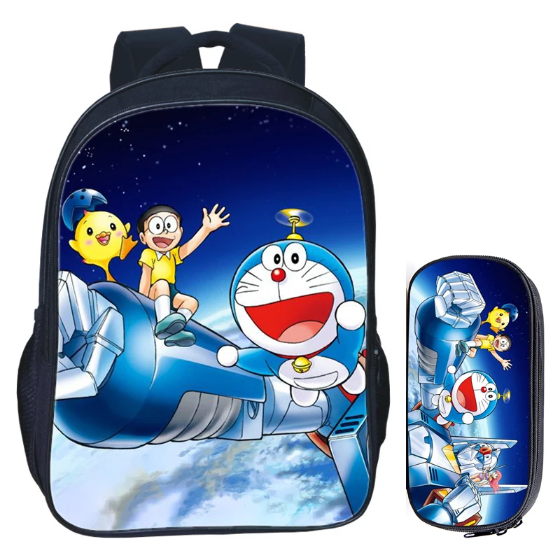 16 Inch Cartoon Doraemon Backpack For Teenage Girls Boys Book Travel