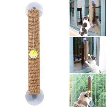 

Cats Scratch Column Grinding Device Sucker Cats Climbing Frame Anti-Scratch with Bell Ball Toy HYD88
