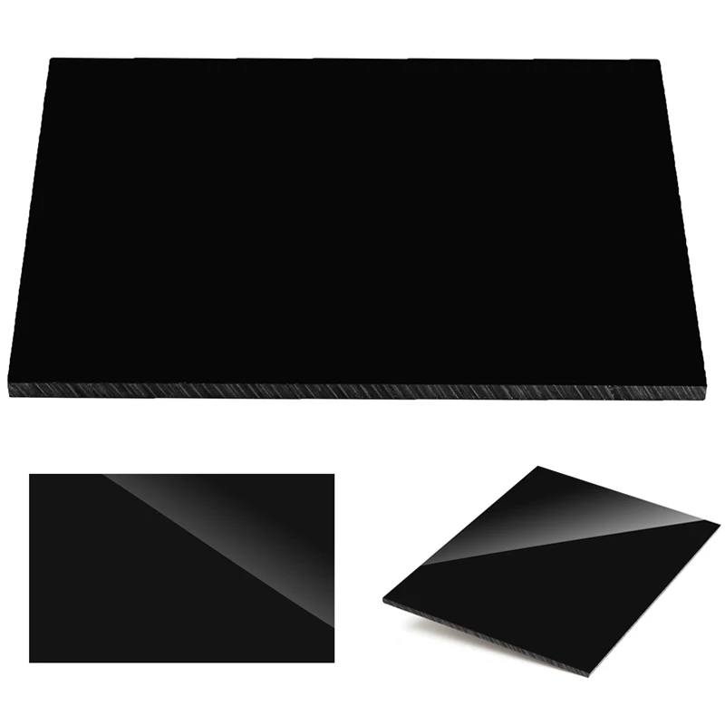 Glossy Pure Black Plexiglass Plastic Sheet Acrylic Board Organic Glass Polymethyl Methacrylate 1mm 3mm 8mm Thickness 200*200mm