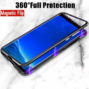 

Magnetic Adsorption Case for Samsung A51 A71 A31 A20 A50 A70 J4 J6 J8 A7 2018 S8 S9 S10 plus S20 Tempered Glass Back Metal Cover