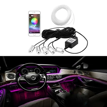 

6m RGB LED Car Interior Light Sound Active Multicolor Bluetooth Phone APP Control Atmosphere Light 12V EL Neon Strip Light