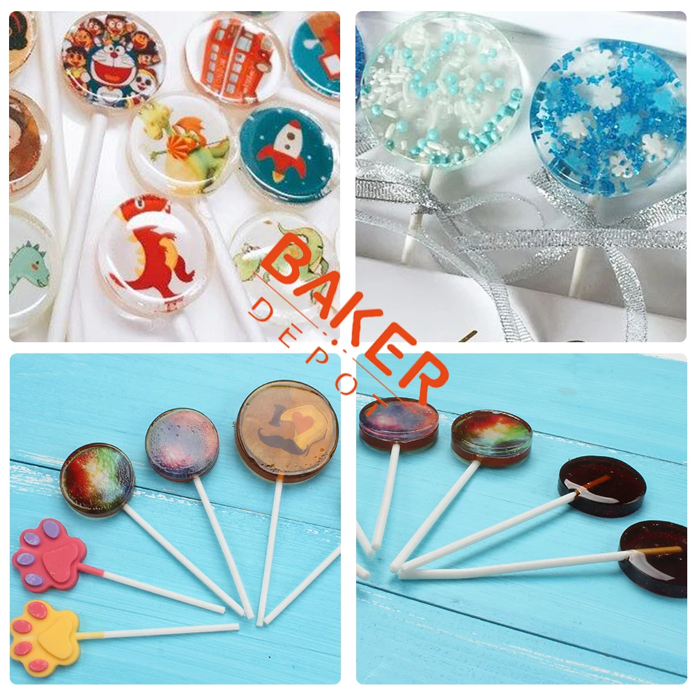 BAKER DEPOT silicone mold for lollipop 3 pc/set candy chocolate lolly form cake decoration tool round paw lollipops with stick | Дом и сад