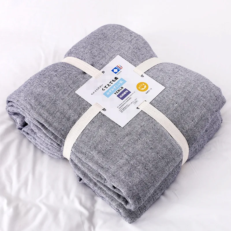 Простое 4 слоя толстое тонкое одеяло, хлопковое и льняное мягкое Стёганое одеяло, двойные осенние и зимние толстые простыни - Цвет: color 2