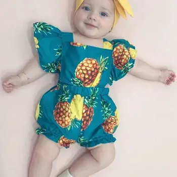 

Newborn Baby Girl Pineapple Clothes Ruffle Romper Jumpsuit Summer One Piece Outfits 0-18M