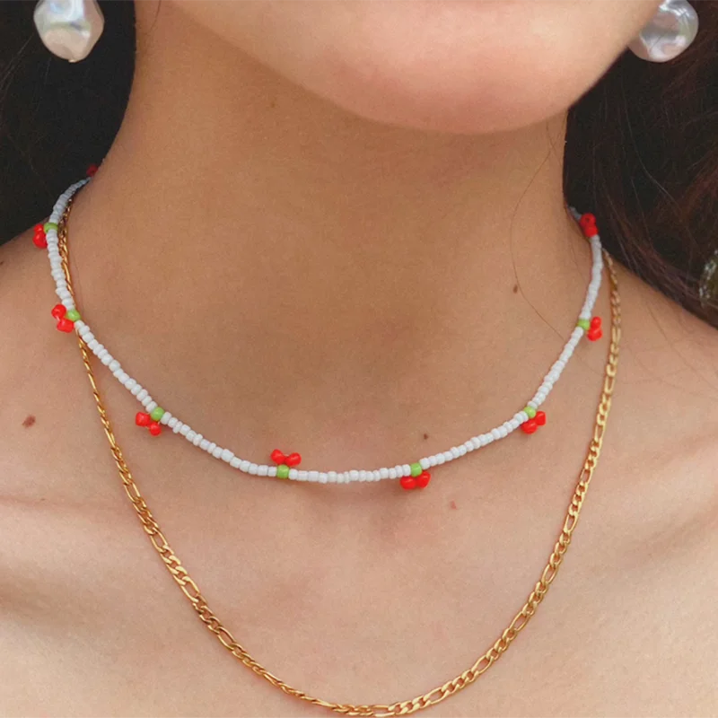 Little Red Cherry Bead Choker, Perlen 