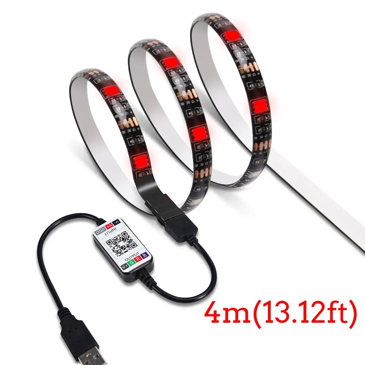 DC5V USB Светодиодная лента RGB 1 м 2 м 3 м 4 м 5 м Bluetooth приложение управление гибкий светильник ТВ фон водонепроницаемая лента для Apple и Android - Испускаемый цвет: 4m Waterproof