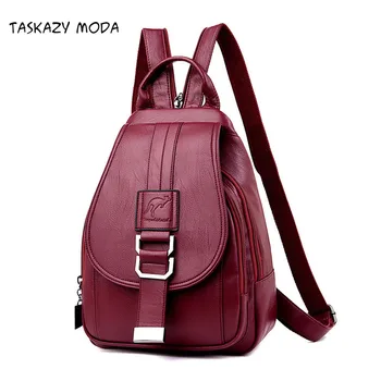 

Fashion 2020 Women Leather Backpacks Vintage Female Shoulder Bag Sac a Dos Travel Ladies Bagpack Mochilas School Bags For Girls