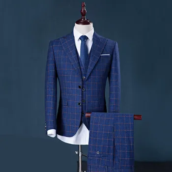 

Men's Business Formal Slim Fit Three-piece Suit Single-breasted Male Party Dress Blazer Sets Man Banquet Prom Dancing Talicoat