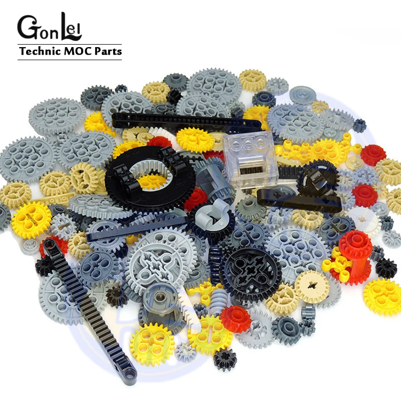 200Grams/Lot 24 Kinds Technic Parts Building Blocks Bulk Gear Studless