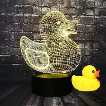 

New Kawaii Animal Yellow Duck 3D USB LED Lamp Creative Educational Kids Toys 7 Colors Changing Night Light Baby Bathroom Decor