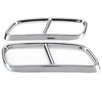 

2pcs Stainless Steel Rear Dual Exhaust Muffler Tail Decor End Pipe Tip Cover Trim For Audi Q7 2016 2017 2018